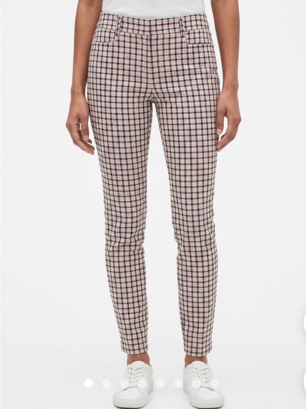 NWT Banana Republic Sloan Ankle Pants Pink Black Cream Plaid/Check Size 2